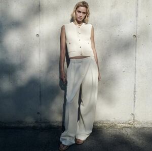 Zara Cream Knit Cardigan with Gold Button